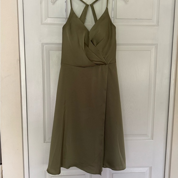 AW Bridal Bridesmaid Dress Moss / Sage Green with Slit Side size 6 Padded - Picture 2 of 12